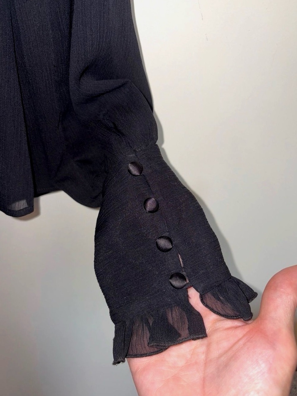 Antonio Melani Black Chiffon Ruffle Victorian Blouse Cami Set Pintuck Romantic 4 - Picture 11 of 14